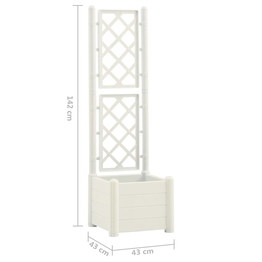 Plantenbak met latwerk 43x43x142 cm PP wit 43 x 43 x 142 cm Wit