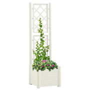 Plantenbak met latwerk 43x43x142 cm wit PP