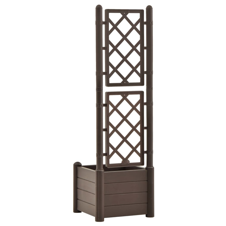 Plantenbak met latwerk 43x43x142 cm PP mokka 43 x 43 x 142 cm Mokka
