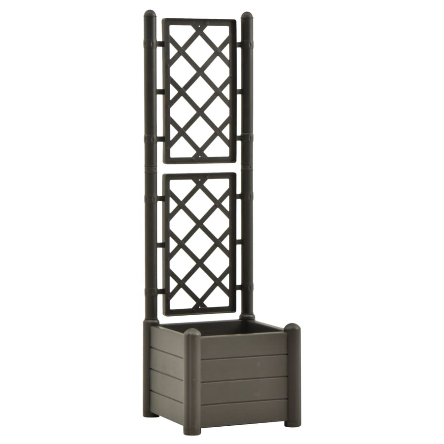 Plantenbak met latwerk 43x43x142 cm PP antracietkleurig 43 x 43 x 142 cm Antraciet
