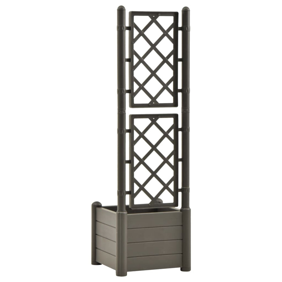 Plantenbak met latwerk 43x43x142 cm PP antracietkleurig 43 x 43 x 142 cm Antraciet