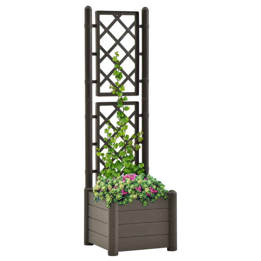 Plantenbak met latwerk 43x43x142 cm PP antracietkleurig 43 x 43 x 142 cm Antraciet