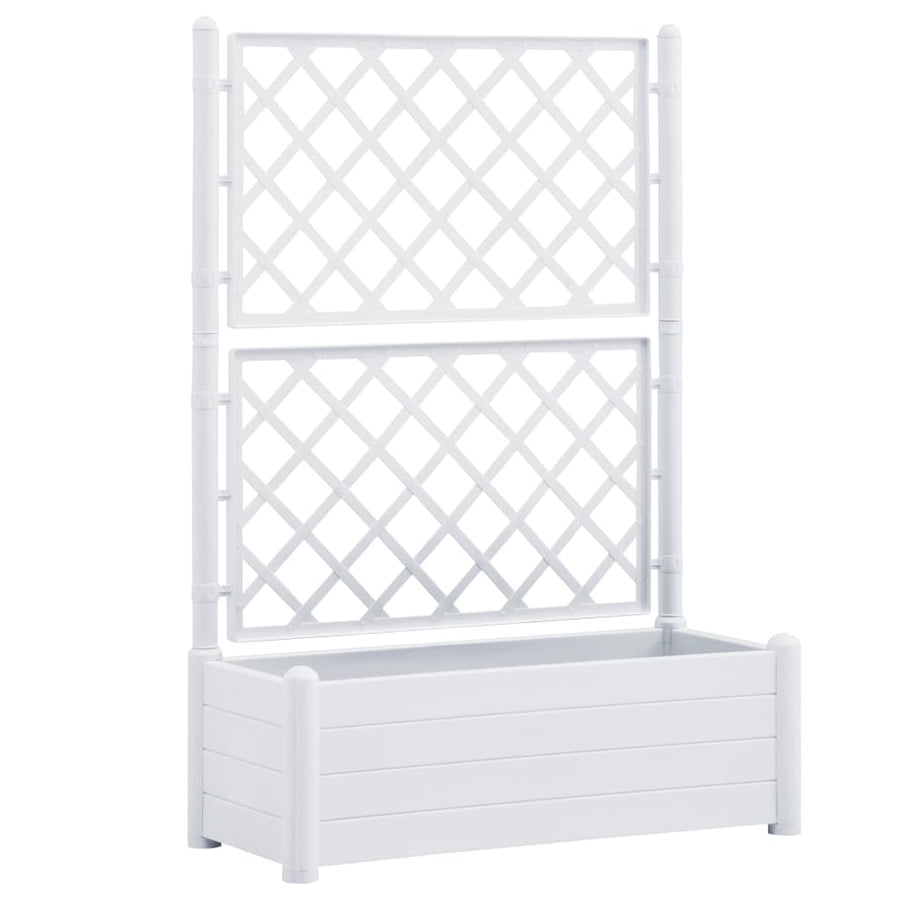 Plantenbak met latwerk 100x43x142 cm PP wit 100 x 43 x 142 cm Wit