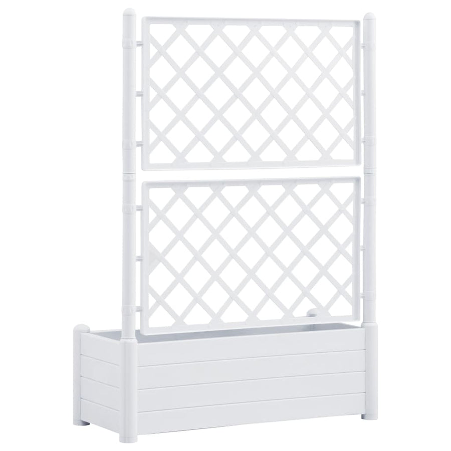 Plantenbak met latwerk 100x43x142 cm PP wit 100 x 43 x 142 cm Wit