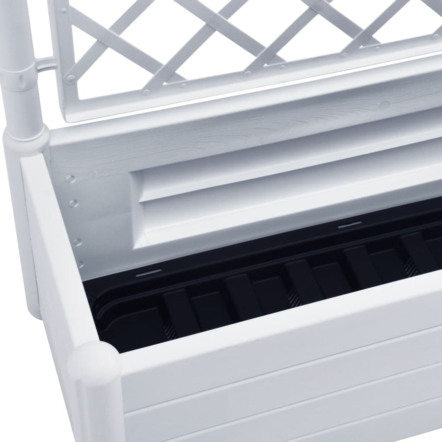 Plantenbak met latwerk 100x43x142 cm PP wit 100 x 43 x 142 cm Wit