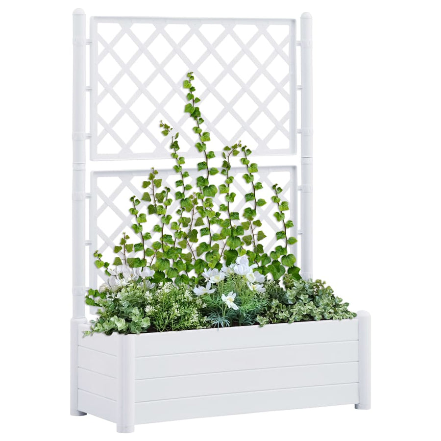 Plantenbak met latwerk 100x43x142 cm PP wit 100 x 43 x 142 cm Wit