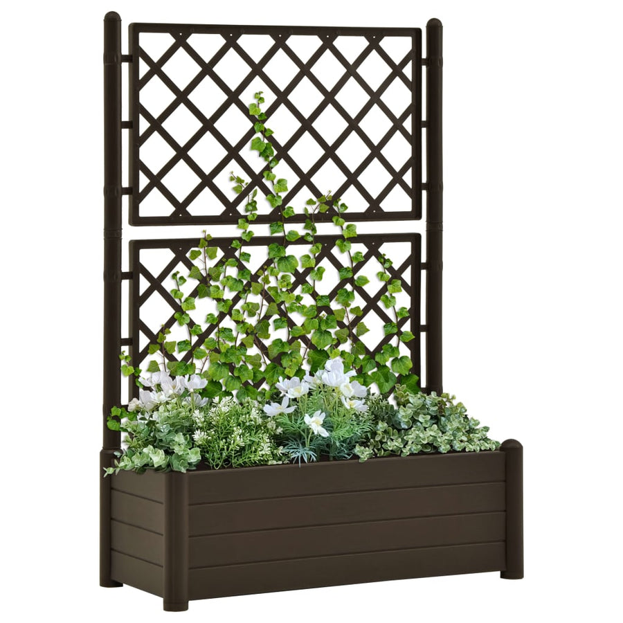 Plantenbak met latwerk 100x43x142 cm PP mokka 100 x 43 x 142 cm Mokka