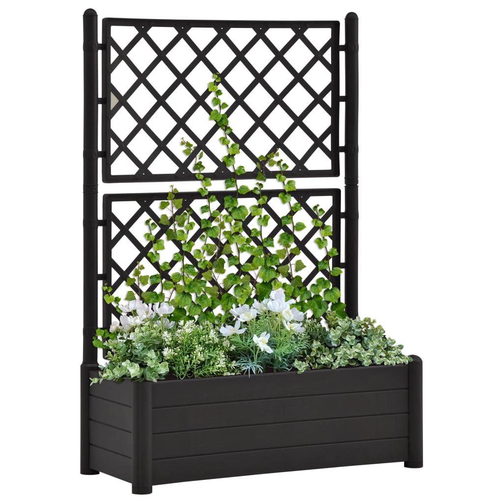 Plantenbak met latwerk 100x43x142 cm PP antraciet 100 x 43 x 142 cm Antraciet