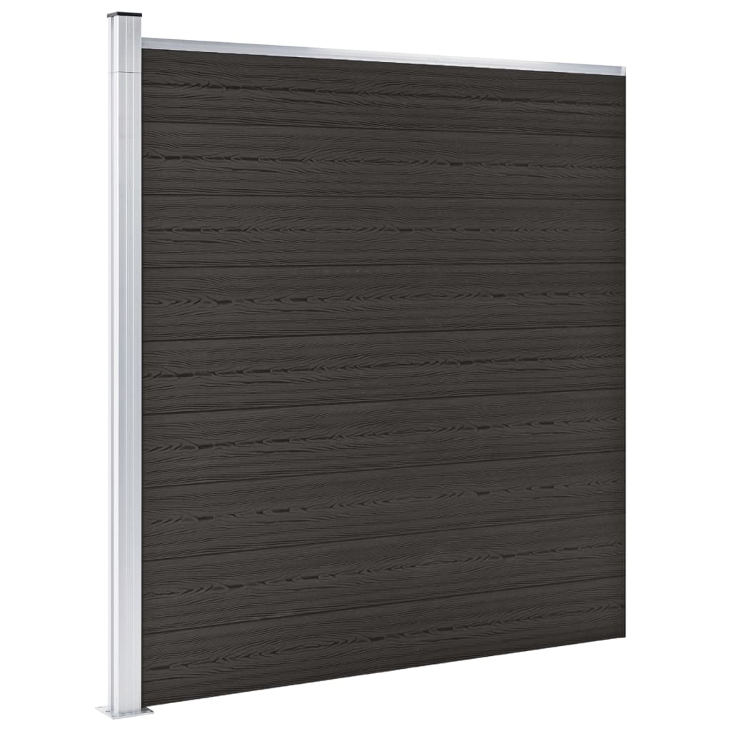 Schuttingpaneel 175x186 cm HKC zwart Zwart 1 sectie met 1 paal