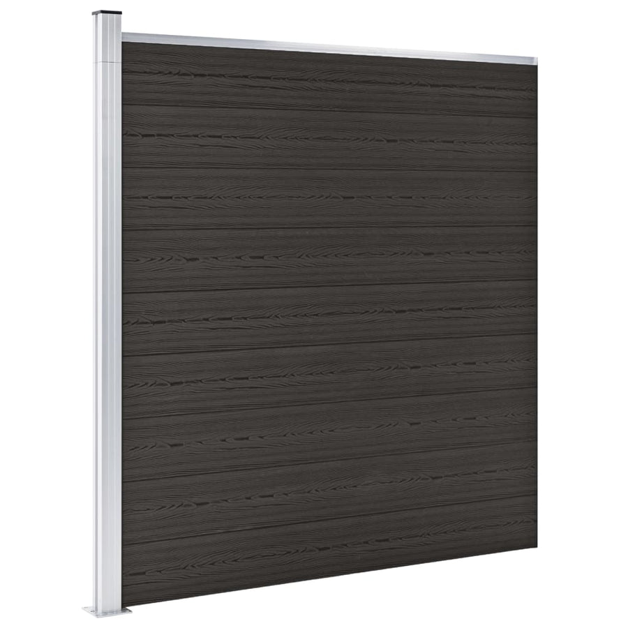 Schuttingpaneel 175x186 cm HKC zwart Zwart 1 sectie met 1 paal