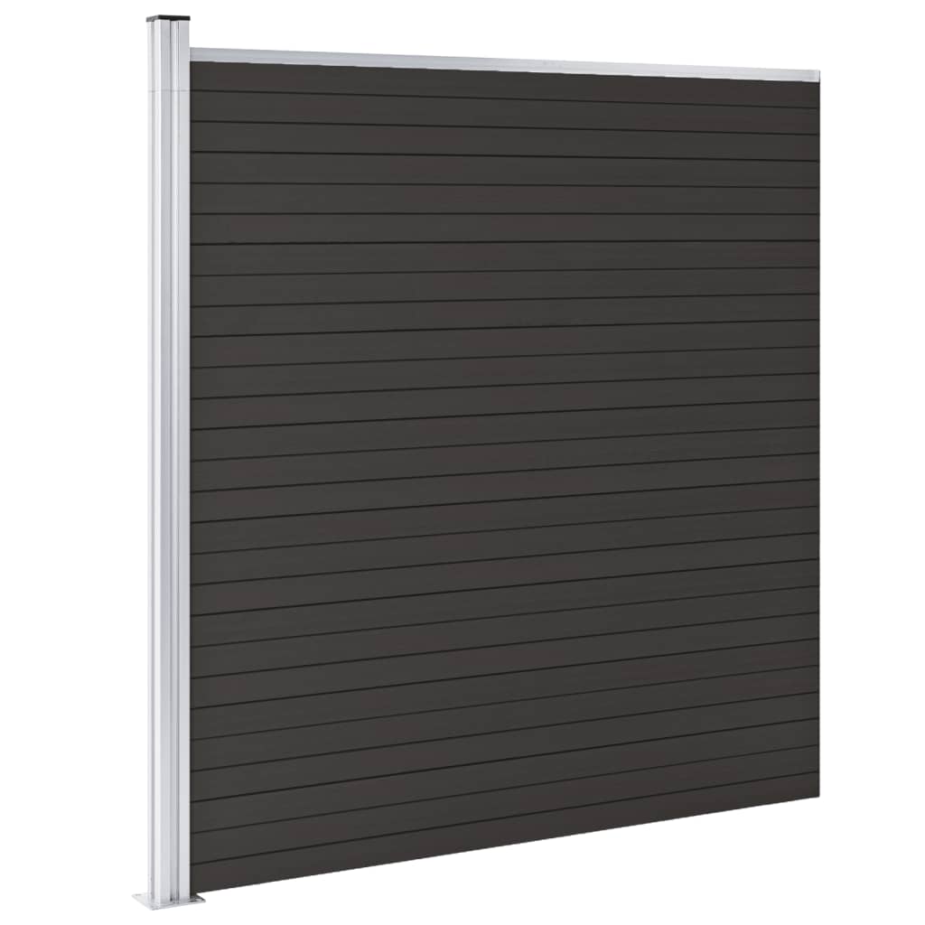 Schuttingpaneel 175x186 cm HKC zwart Zwart 1 sectie met 1 paal
