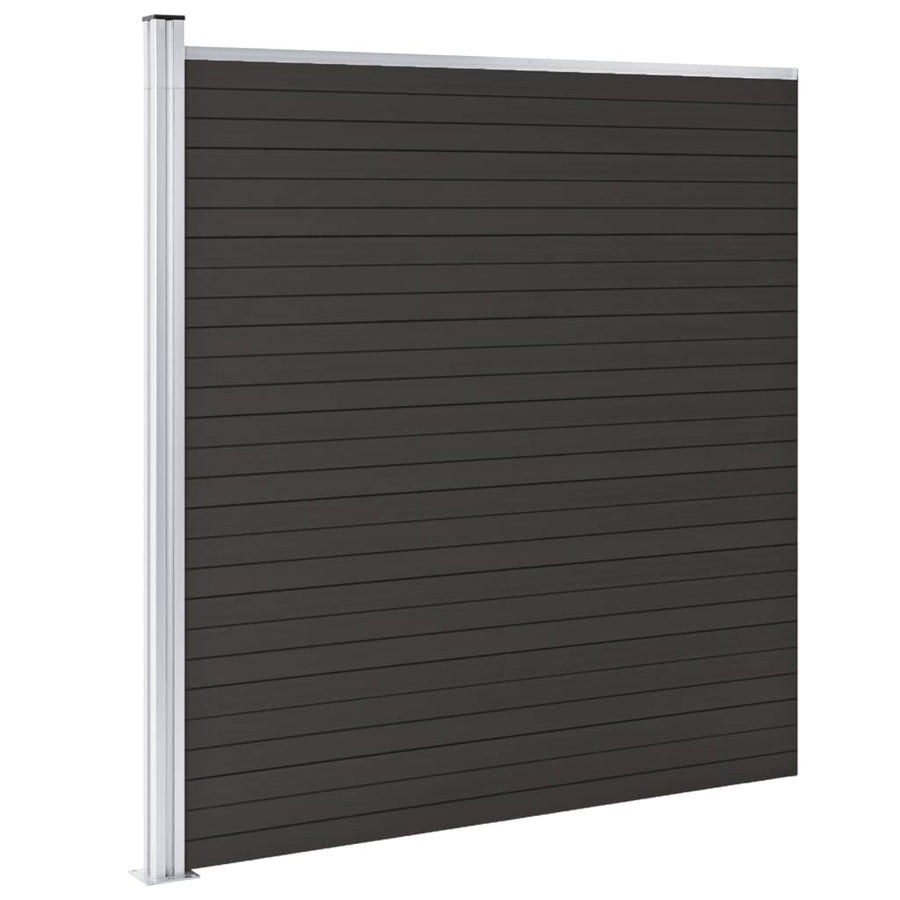 Schuttingpaneel 175x186 cm HKC zwart Zwart 1 sectie met 1 paal