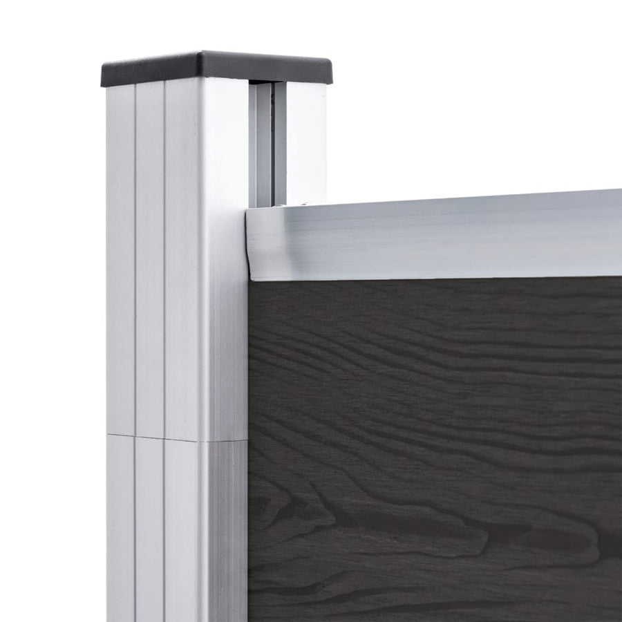 Schuttingpaneel 175x186 cm HKC zwart Zwart 1 sectie met 1 paal