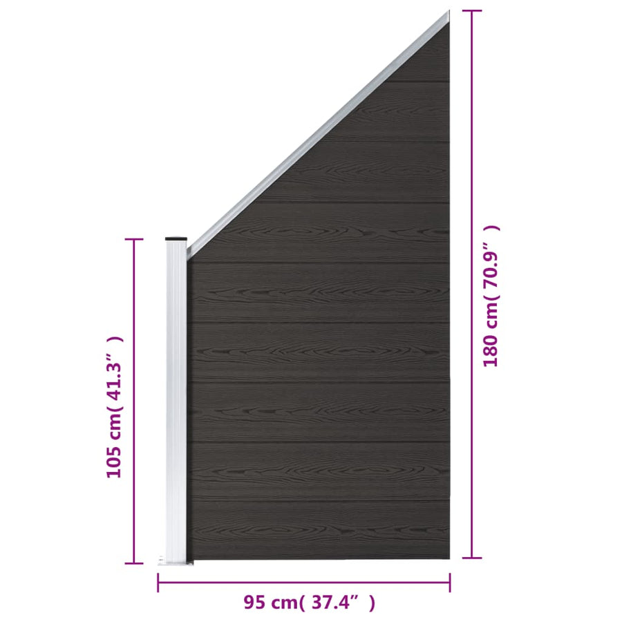 Schuttingpaneel 95x(105-180) cm HKC zwart Zwart
