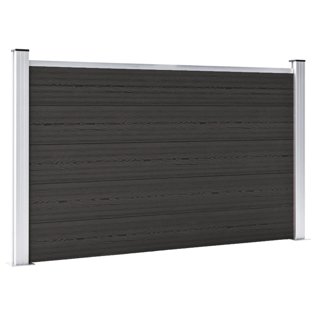 Schuttingpaneel 80X05 Cm Hkc Zwart 1 sectie met 2 palen