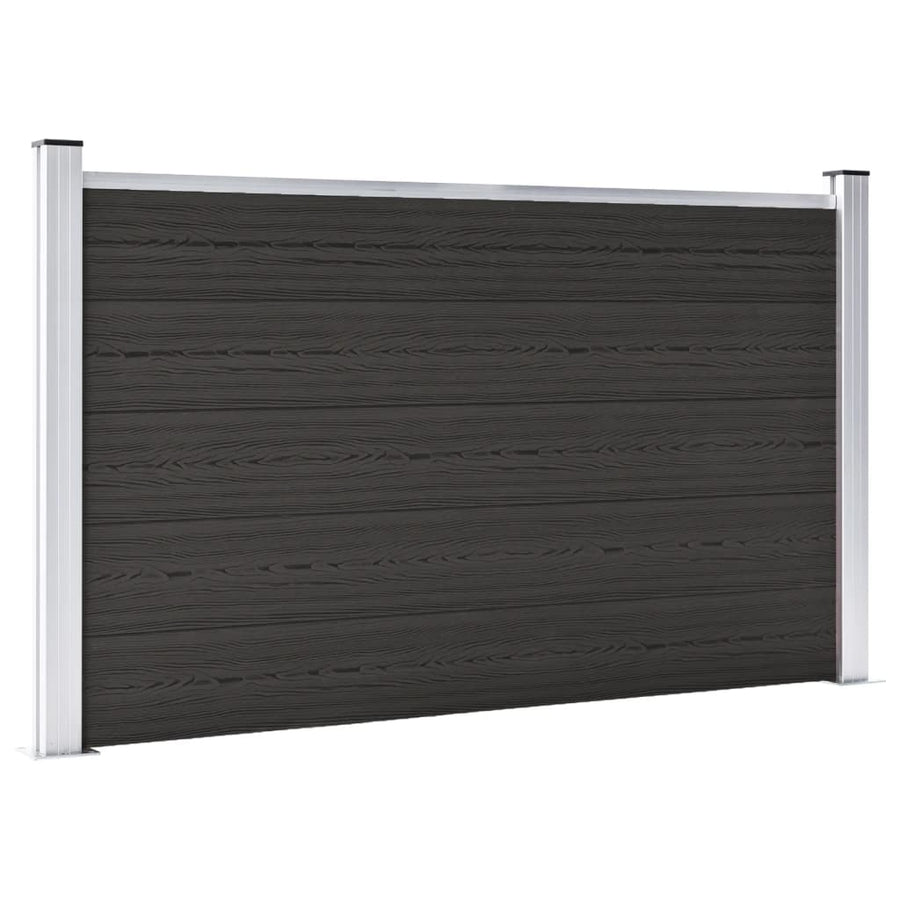 Schuttingpaneel 80X05 Cm Hkc Zwart 1 sectie met 2 palen