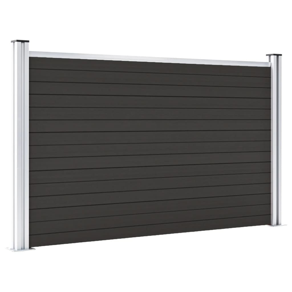 Schuttingpaneel 80X05 Cm Hkc Zwart 1 sectie met 2 palen