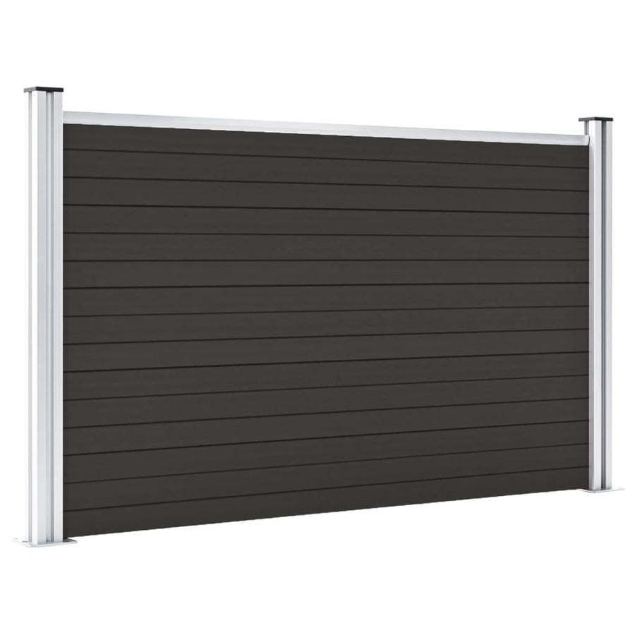 Schuttingpaneel 80X05 Cm Hkc Zwart 1 sectie met 2 palen