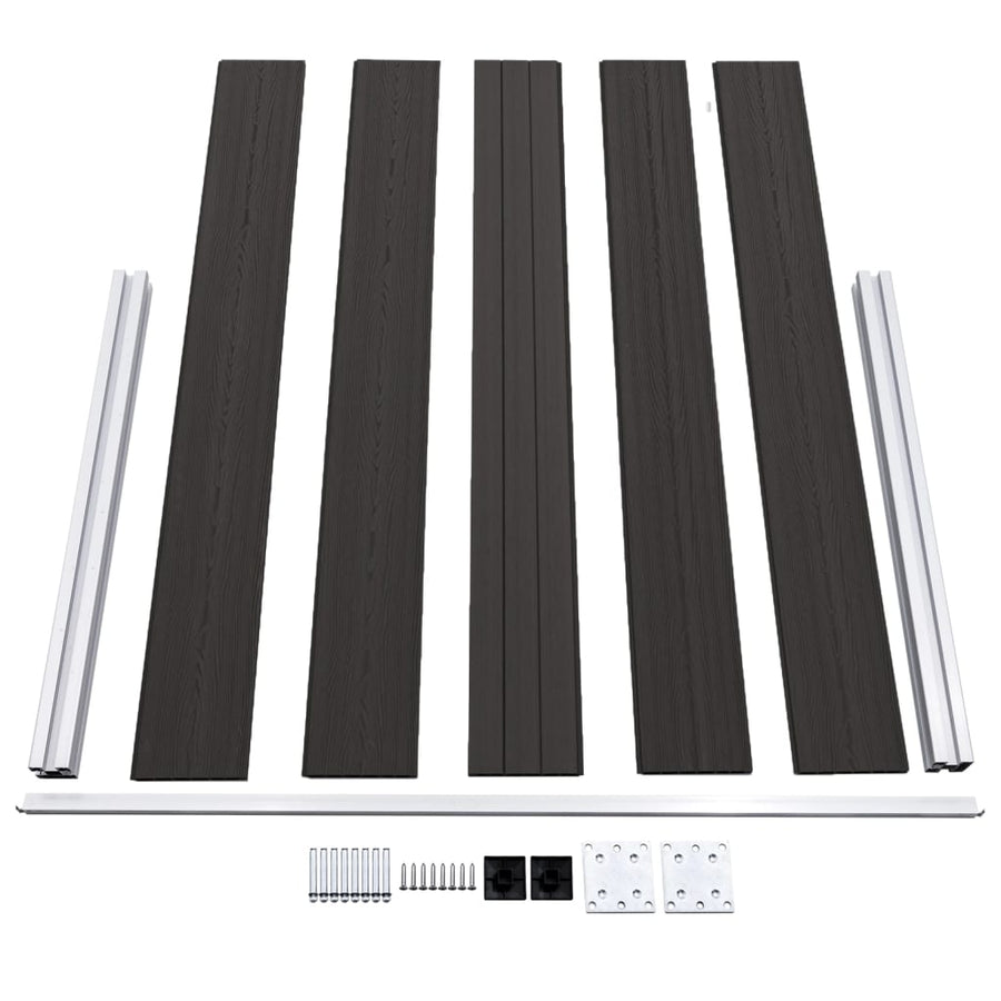 Schuttingpaneel 80X05 Cm Hkc Zwart 1 sectie met 2 palen