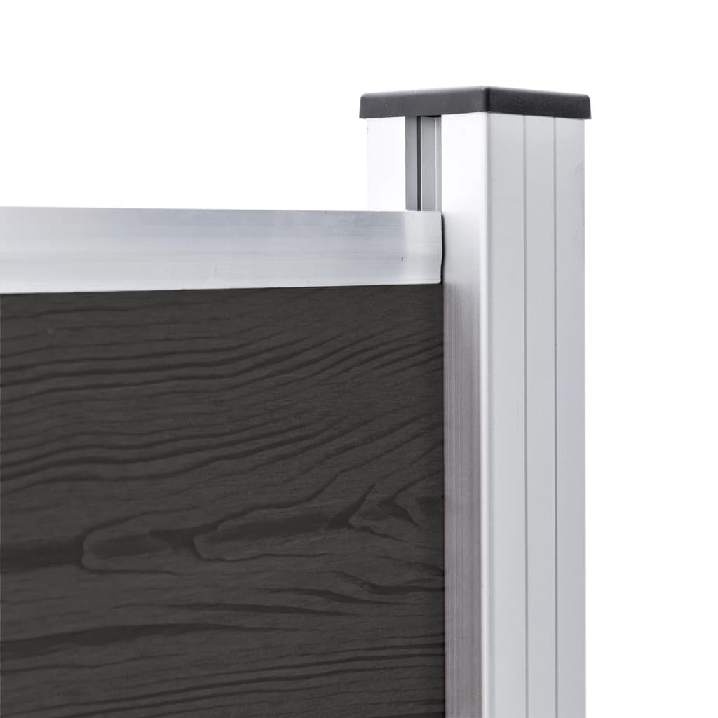 Schuttingpaneel 80X05 Cm Hkc Zwart 1 sectie met 2 palen