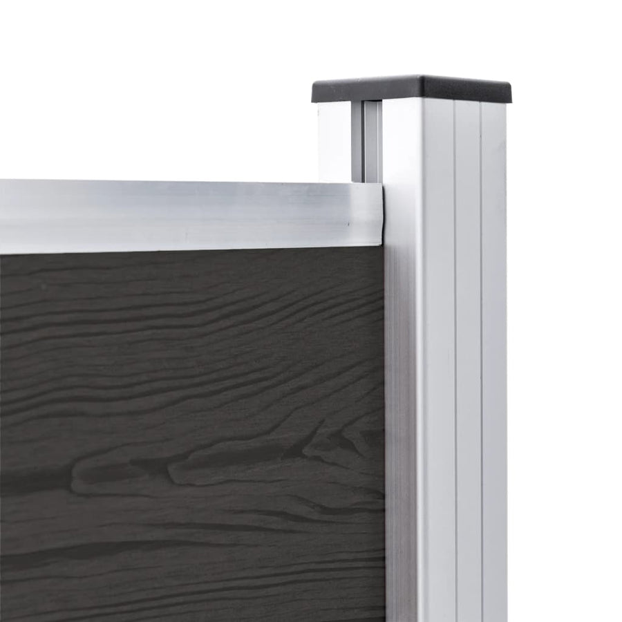 Schuttingpaneel 80X05 Cm Hkc Zwart 1 sectie met 2 palen
