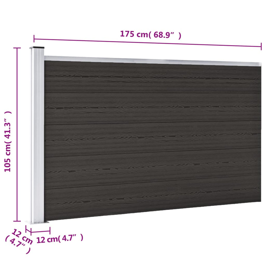 Schuttingpaneel 175x105 cm HKC zwart Zwart