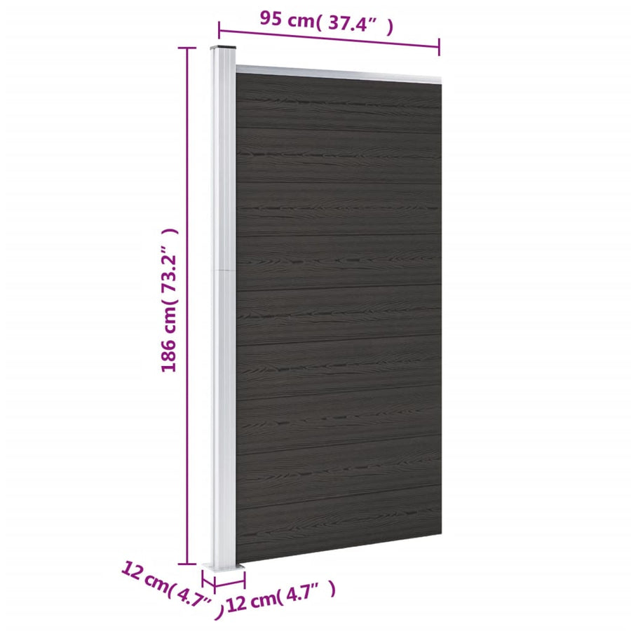 Schuttingpaneel 95x186 cm HKC zwart Zwart