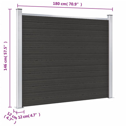 Schuttingpaneel 180x146 cm HKC zwart 180 x 146 cm Zwart