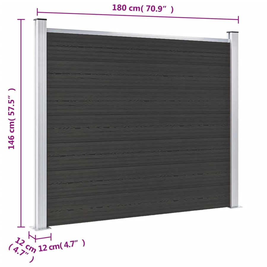 Schuttingpaneel 180x146 cm HKC zwart 180 x 146 cm Zwart