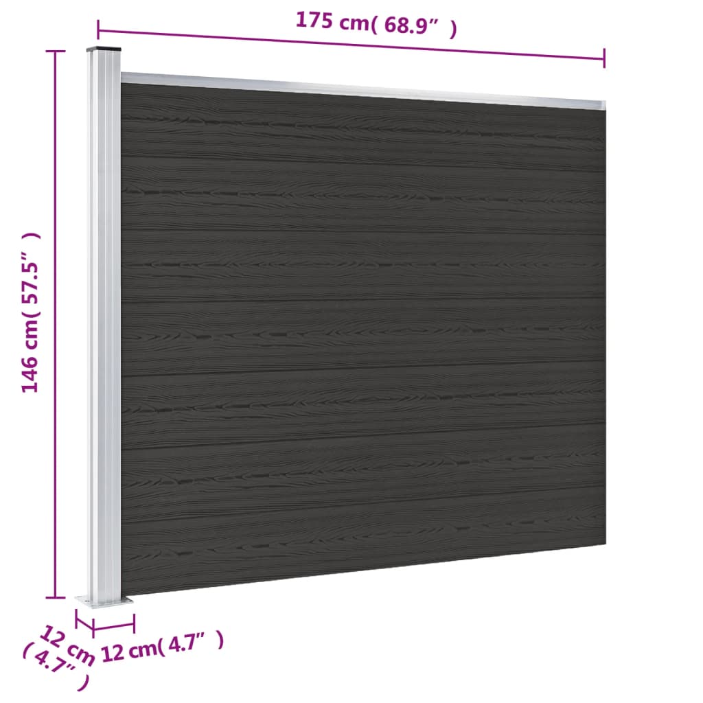 Schuttingpaneel Hkc 175 x 146 cm Zwart