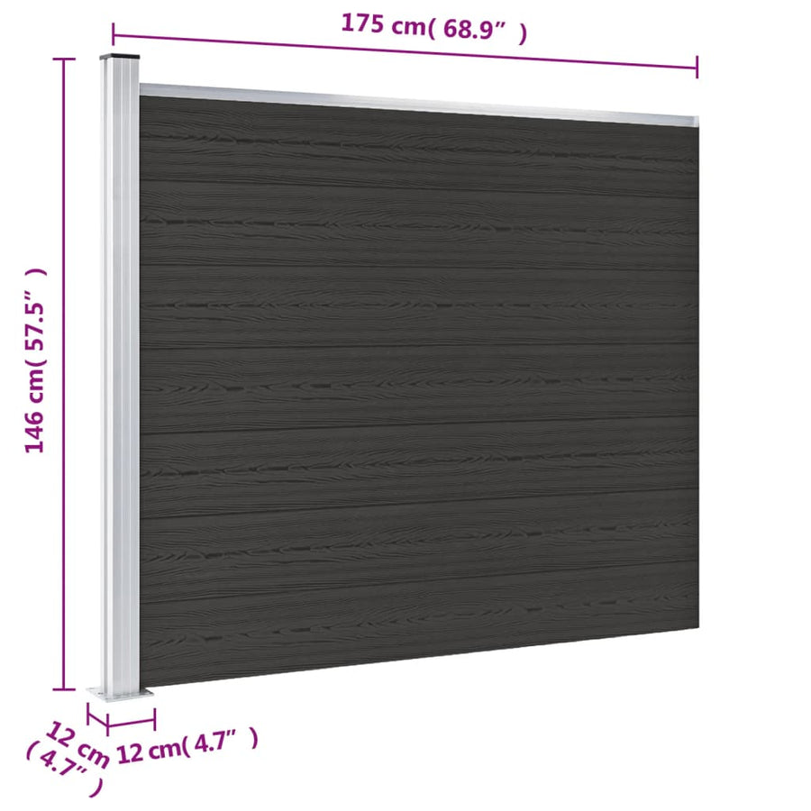 Schuttingpaneel Hkc 175 x 146 cm Zwart