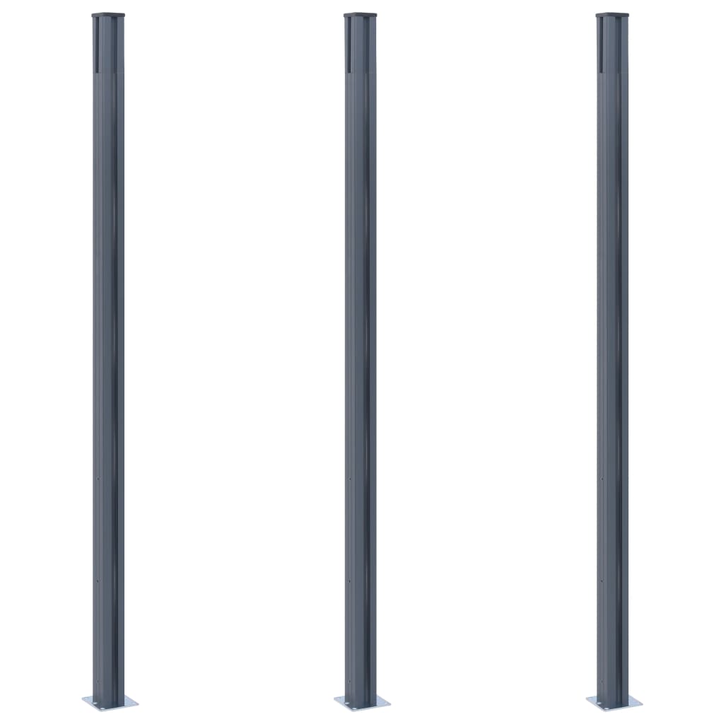Schuttingpalen 3 st 185 cm aluminium donkergrijs 3 Donkergrijs