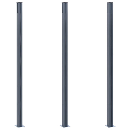 Schuttingpalen 3 st 185 cm aluminium donkergrijs 3 Donkergrijs