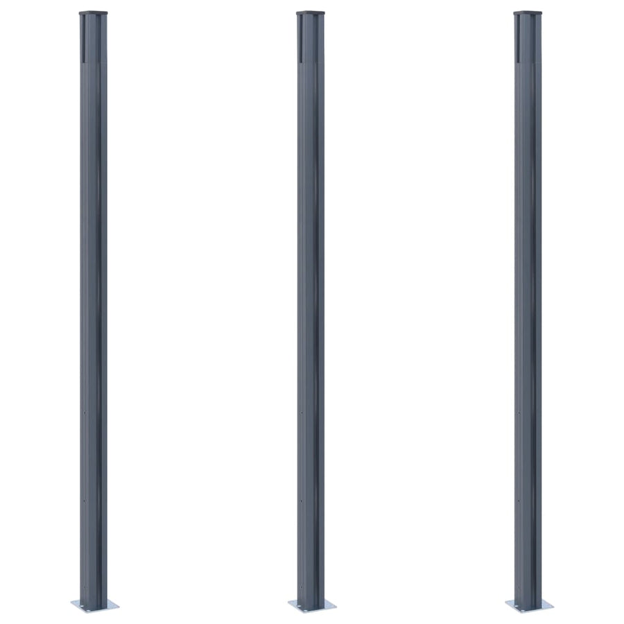 Schuttingpalen 3 st 185 cm aluminium donkergrijs 3 Donkergrijs