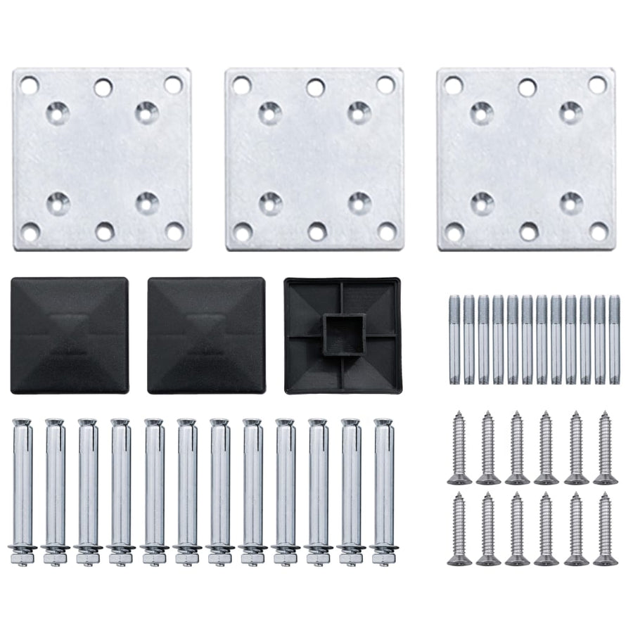 Schuttingpalen 3 st 185 cm aluminium donkergrijs 3 Donkergrijs