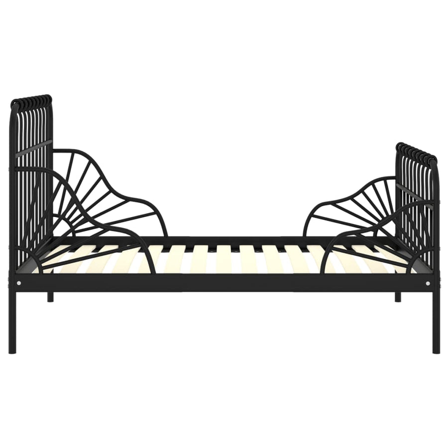 Bedframe Verlengbaar Metaal 80X130/200 Cm Zwart