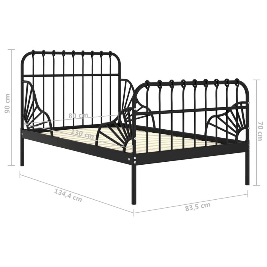 Bedframe Verlengbaar Metaal 80X130/200 Cm Zwart