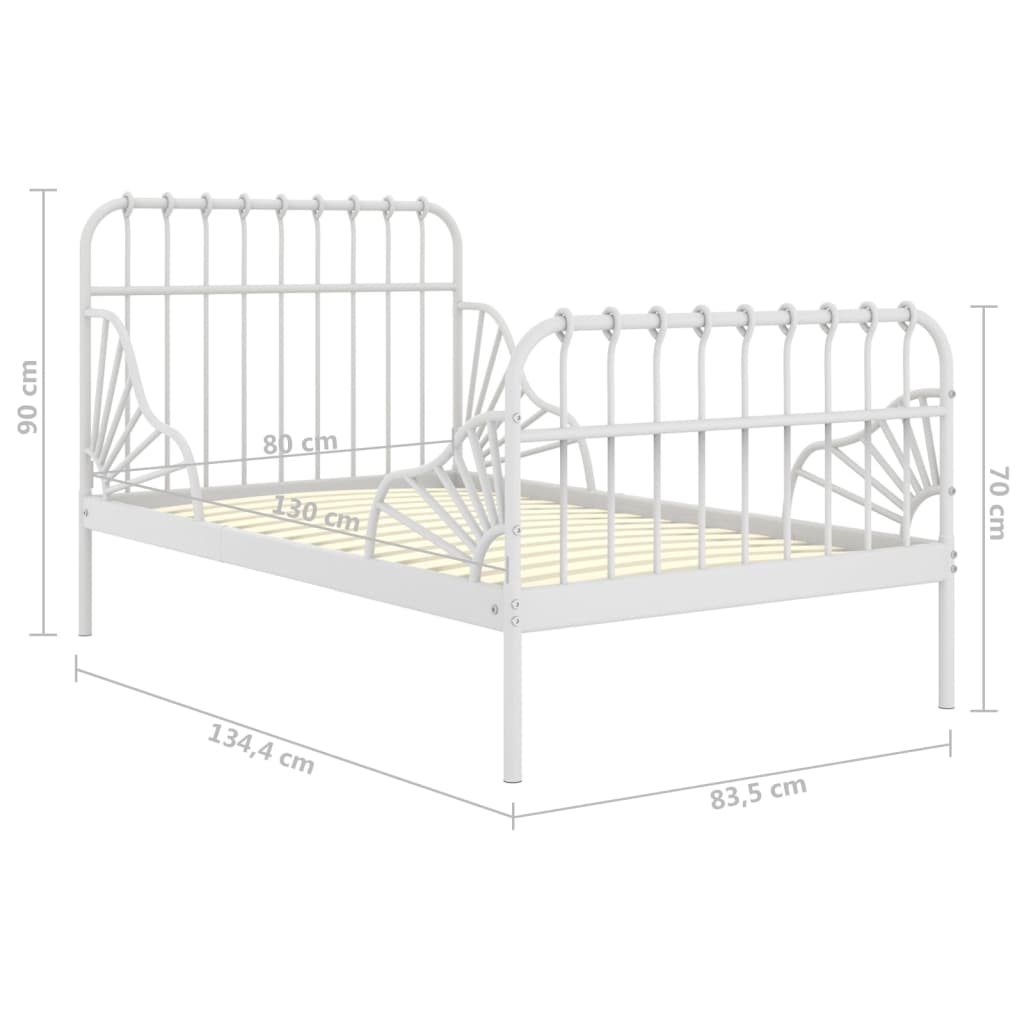 Bedframe Verlengbaar Metaal 80X130/200 Cm Wit