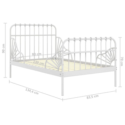 Bedframe Verlengbaar Metaal 80X130/200 Cm Wit