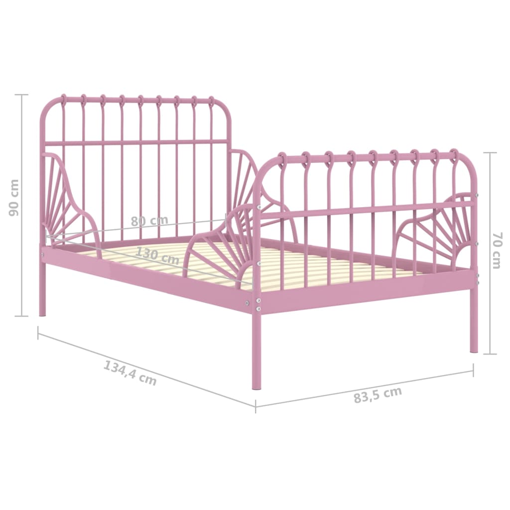 Bedframe Verlengbaar Metaal 80X130/200 Cm Roze