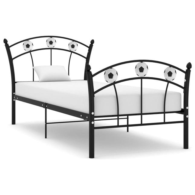 Bedframe Met Voetbaldesign Metaal 90X200 Cm Zwart