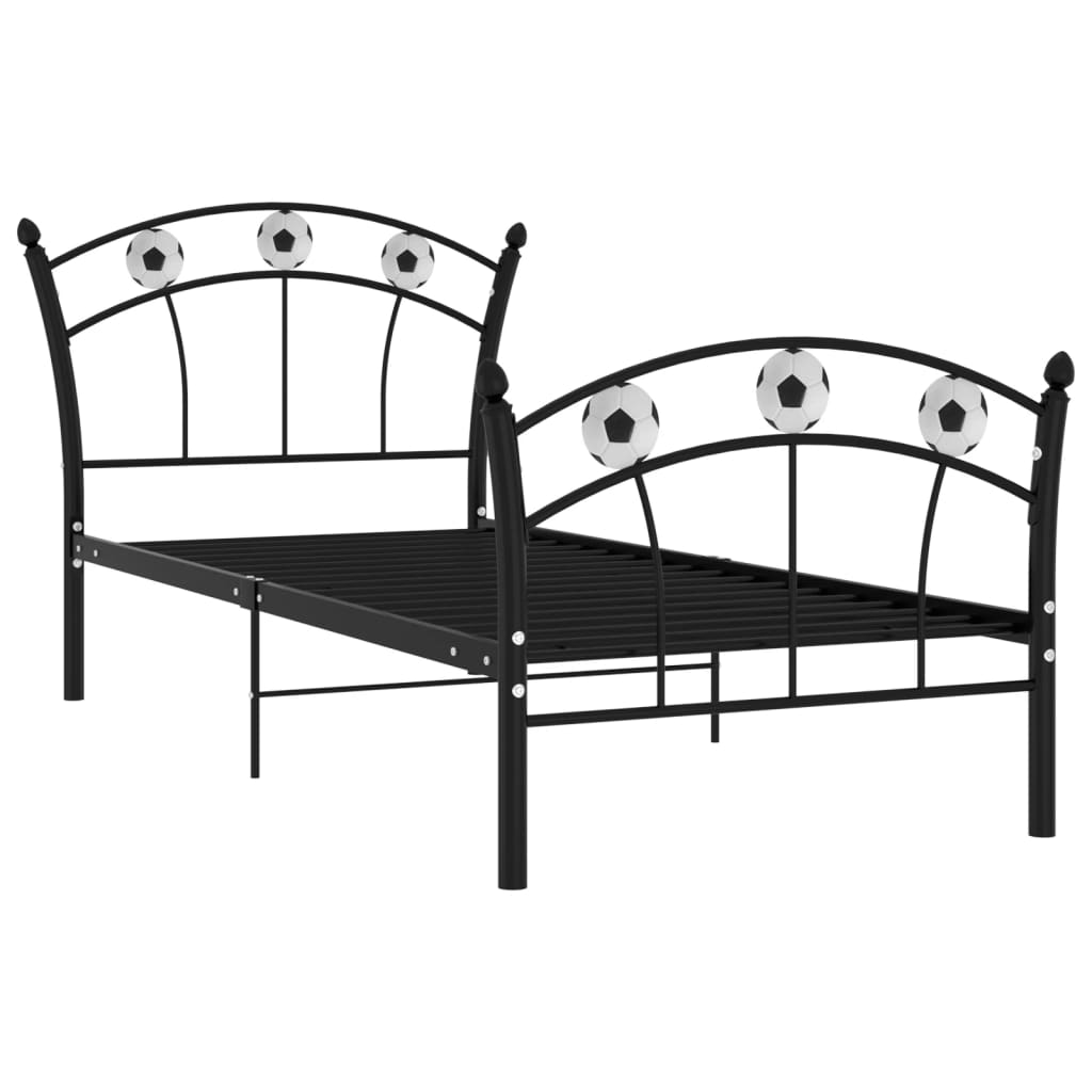 Bedframe Met Voetbaldesign Metaal 90X200 Cm Zwart