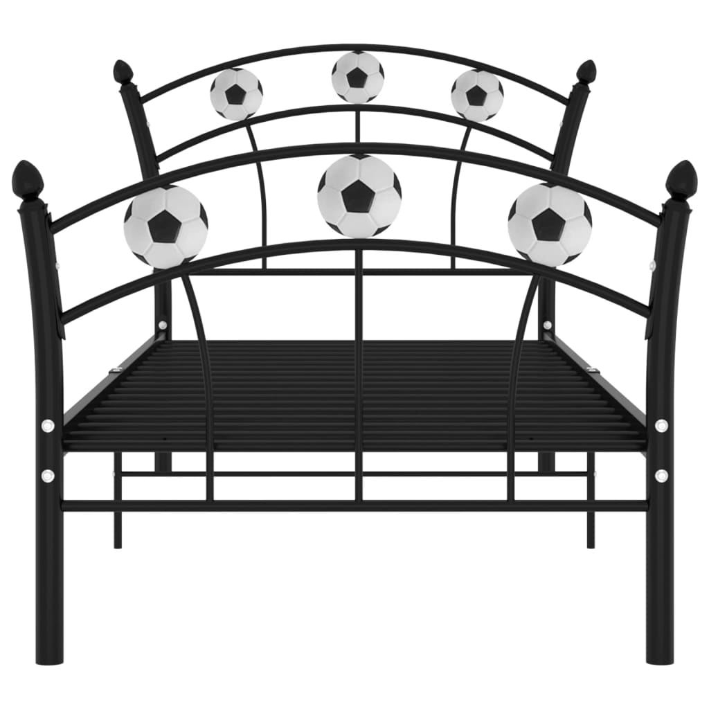 Bedframe Met Voetbaldesign Metaal 90X200 Cm Zwart