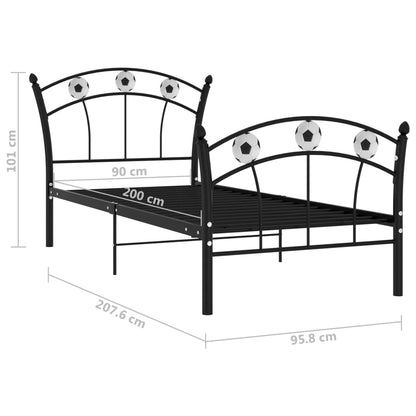 Bedframe Met Voetbaldesign Metaal 90X200 Cm Zwart