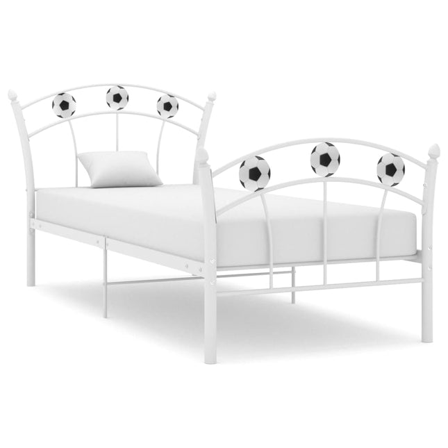 Bedframe Met Voetbaldesign Metaal 90X200 Cm Wit