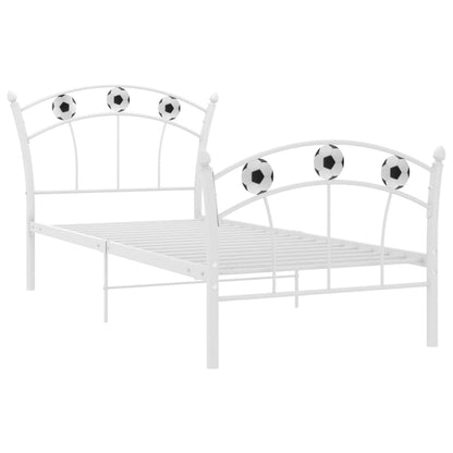 Bedframe Met Voetbaldesign Metaal 90X200 Cm Wit