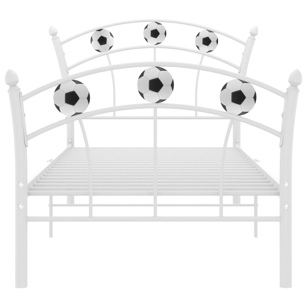 Bedframe Met Voetbaldesign Metaal 90X200 Cm Wit