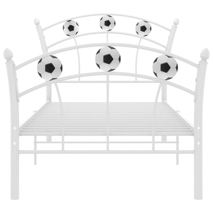 Bedframe Met Voetbaldesign Metaal 90X200 Cm Wit
