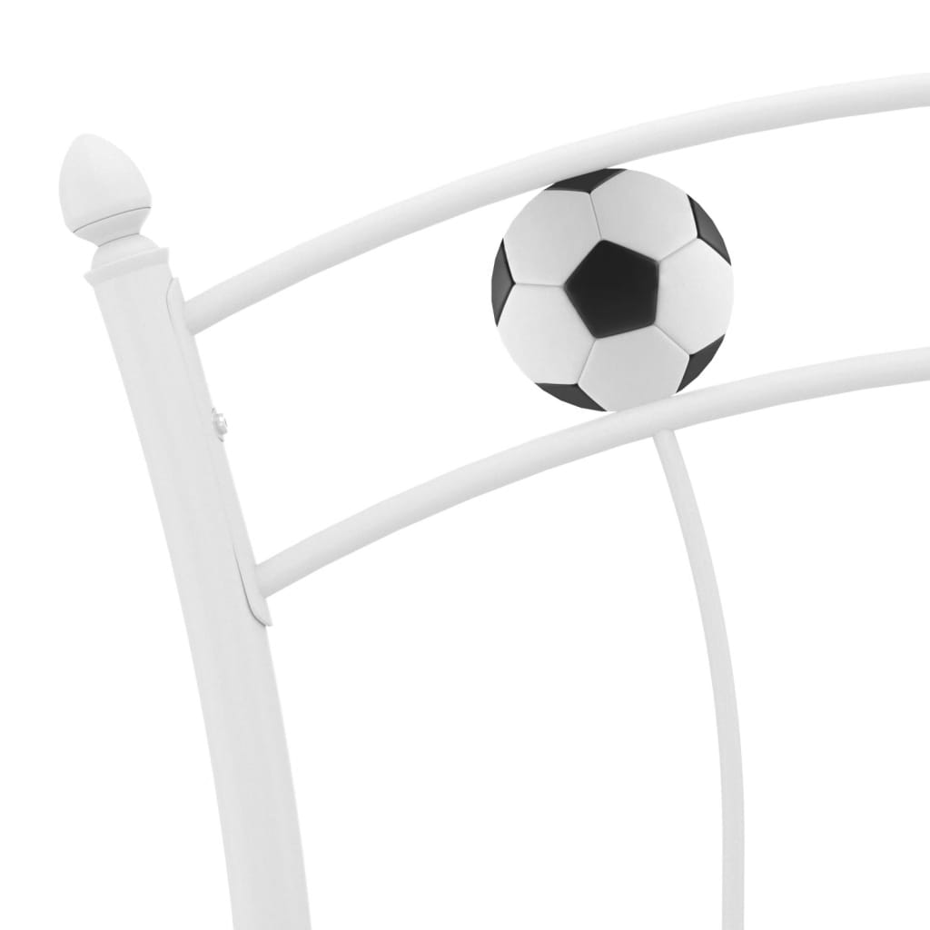 Bedframe Met Voetbaldesign Metaal 90X200 Cm Wit