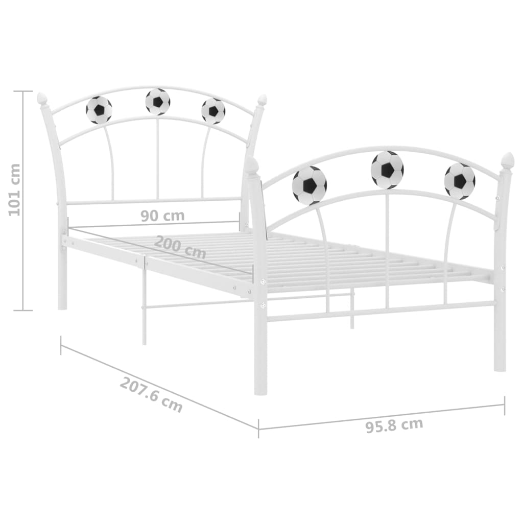 Bedframe Met Voetbaldesign Metaal 90X200 Cm Wit